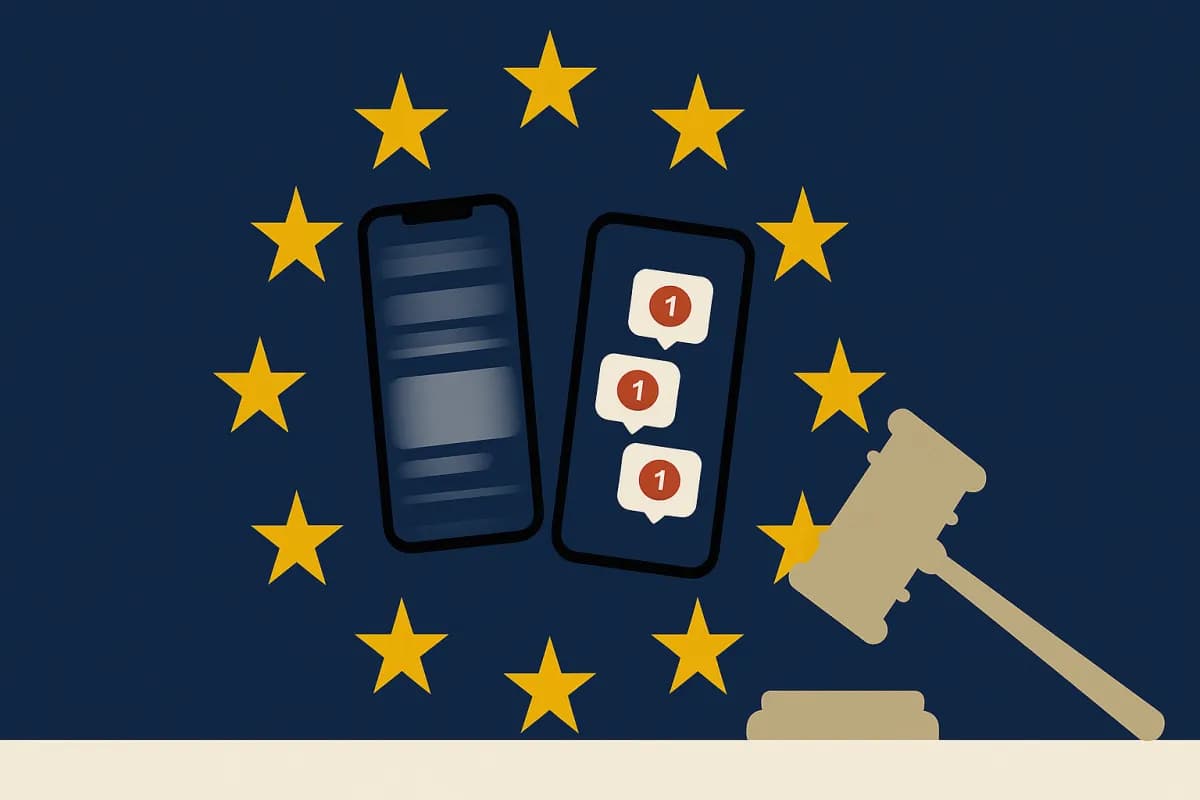 UE regulacao TikTok Instagram design aditivo 2026 Ursula von der Leyen DSA scroll infinito autoplay notificacoes idade menores Meta Bruxelas